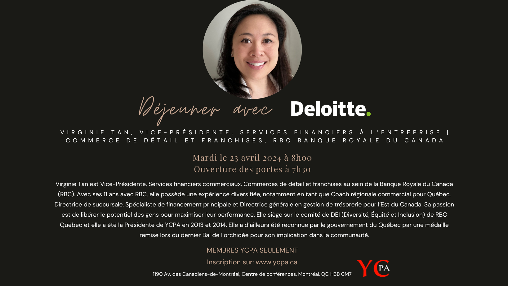 Déjeuner avec Deloitte - Virginie Tan, Vice-Présidente, Services Financiers à l'Entreprise Commerce de Détail et Franchises, RBC Banque Royale Du Canada