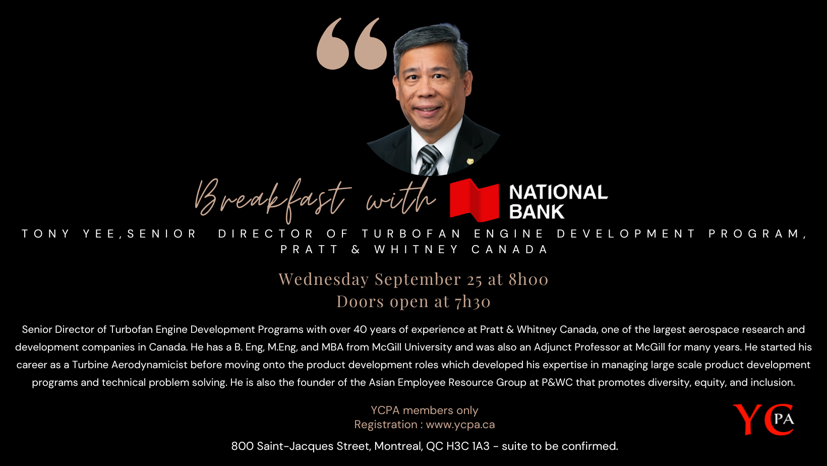 Breakfast with National Bank - Tony Yee, Senior Director of Turbofan Engine Development Programs