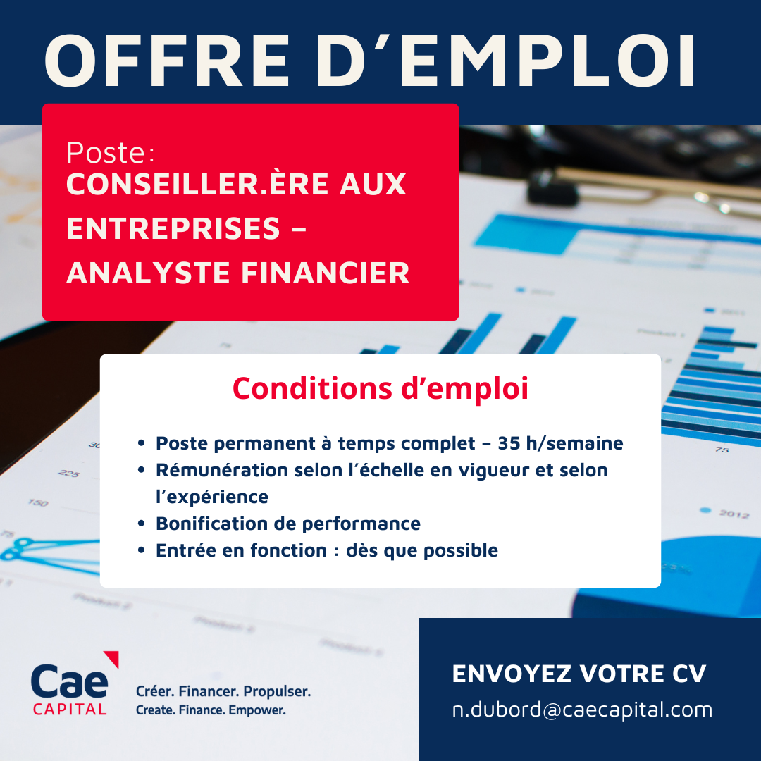 Offre d’emploi : Conseiller·ère aux entreprises – Analyste financier