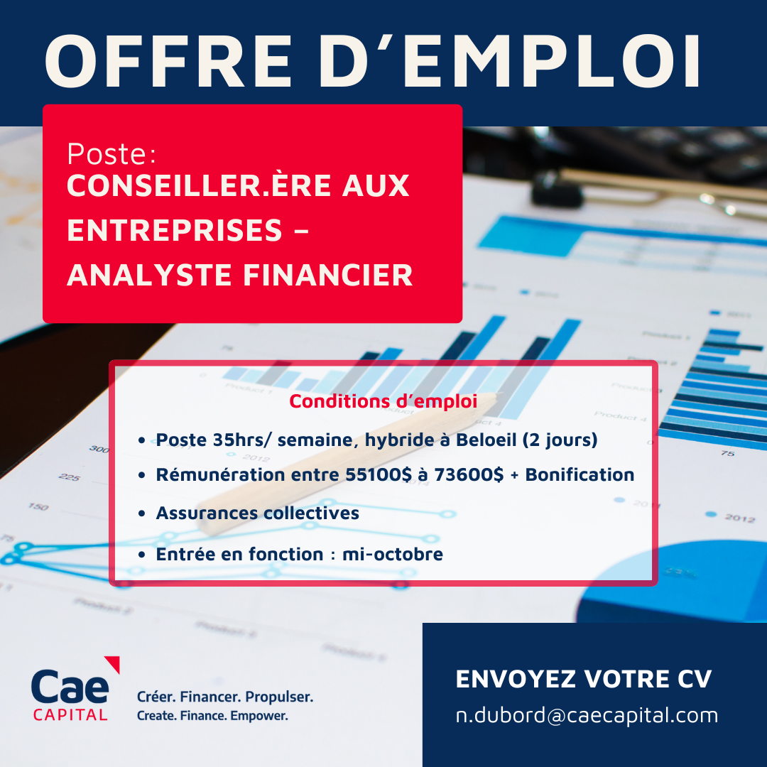 Offre d’emploi CONSEILLER.ÈRE AUX ENTREPRISES - ANALYSTE FINANCIER