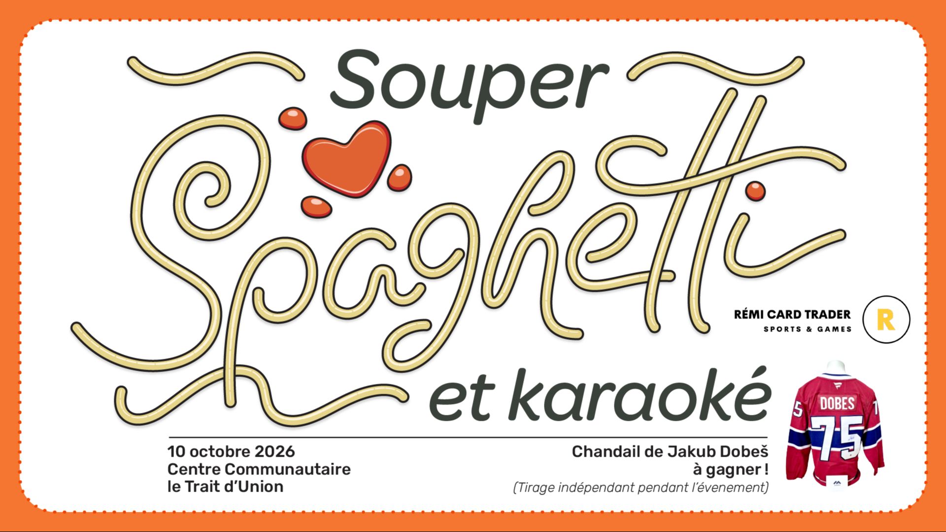 Billet - Souper spaghetti 10 octobre 2026