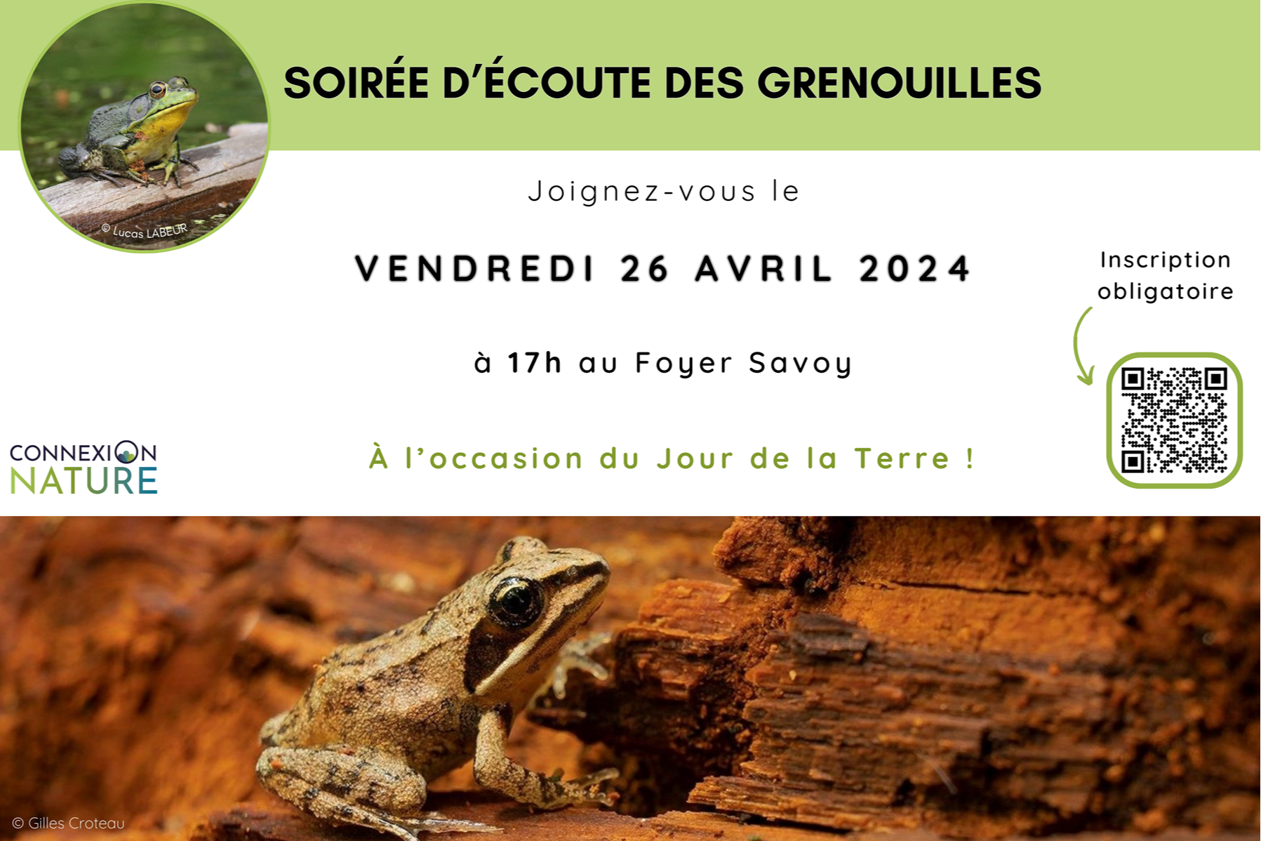 VENDREDI 26 AVRIL 2024 - Soirée d'écoute des grenouilles !