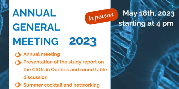 2023 AGM of BIOQuébec, Presentation of the study report on the CROs of Quebec and Summer Cocktail