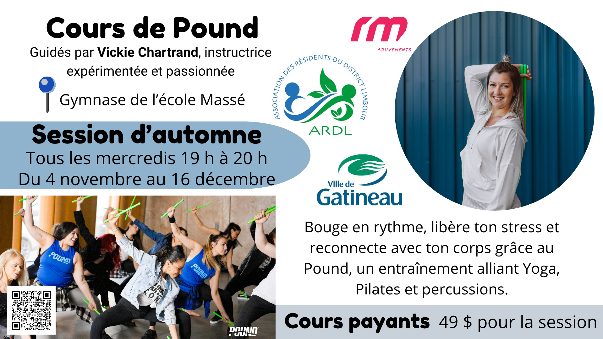 Cours de Pound avec Vickie Chartrand - Session d'automne