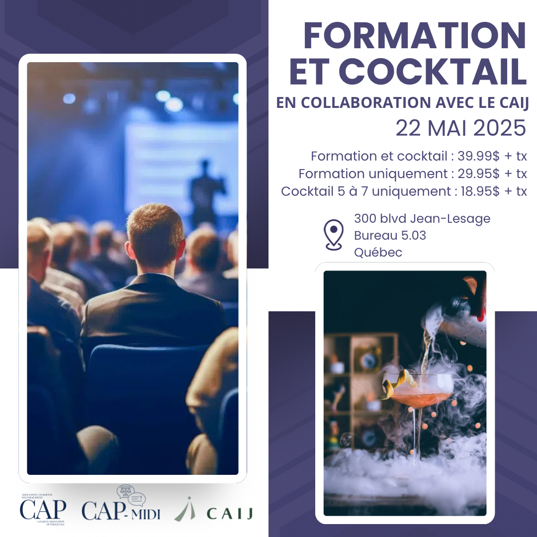 Formation et Cocktail en collaboration avec le CAIJ