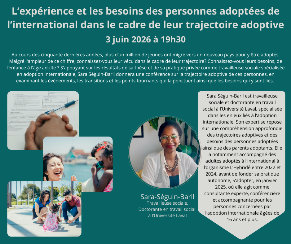 L’expérience et les besoins des personnes adoptées de l’international dans le cadre de leur trajectoire adoptive