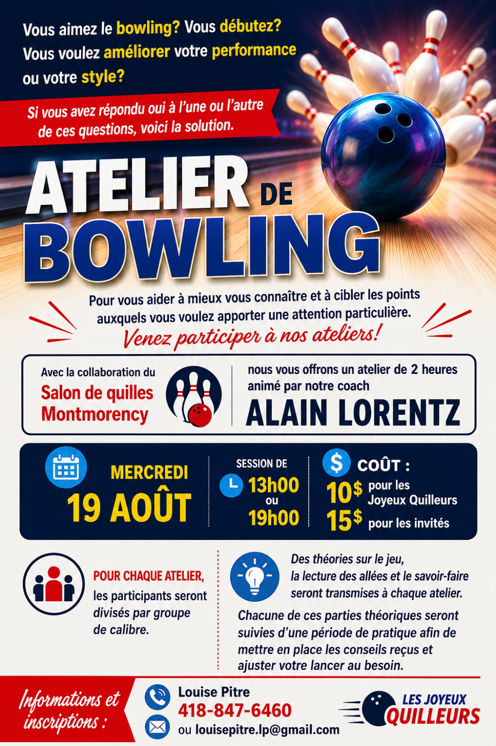Atelier de bowling - 19:00