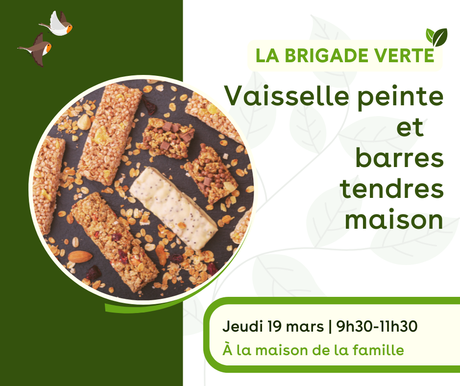 Brigade verte - Vaisselle peinte et barres tendres maison