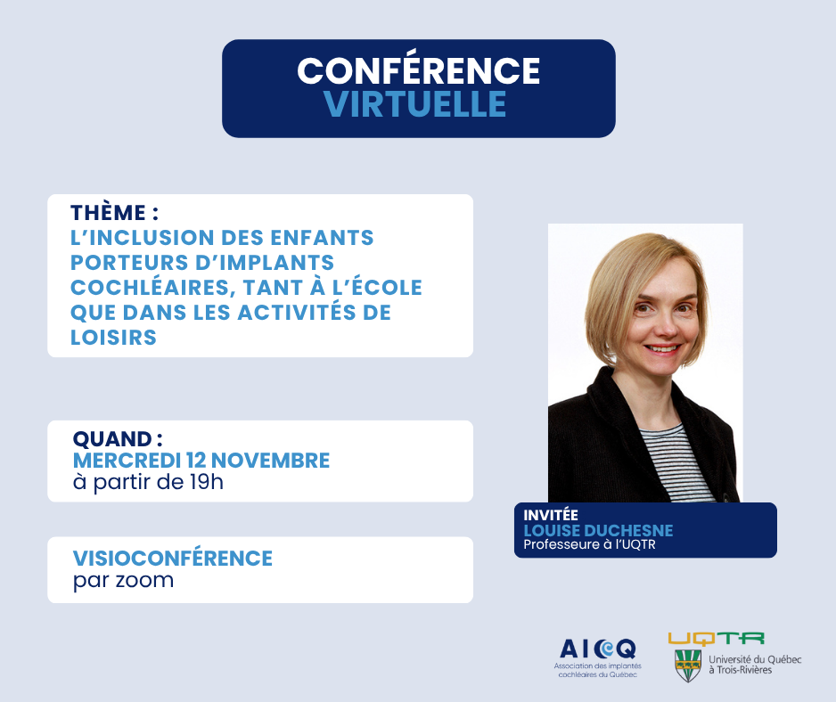Conférence - l’inclusion des enfants porteurs d’implants cochléaires, tant à l’école que dans les activités de loisirs