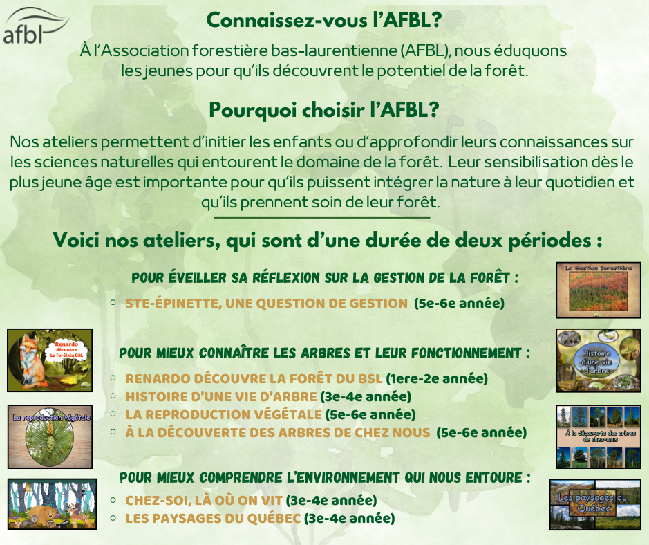 Ateliers au primaire 2025-2026