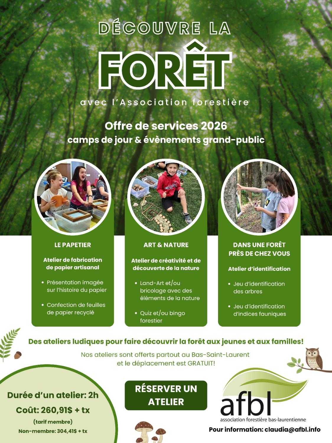 Ateliers Été 2026 (camps de jour et grand-public)