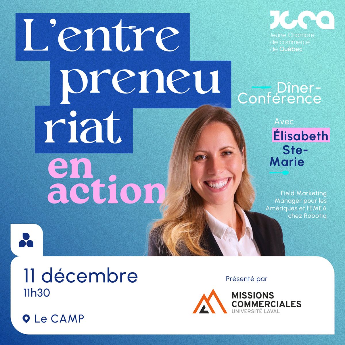 L'entrepreneuriat en action : Dîner-conférence avec Élisabeth Ste-Marie