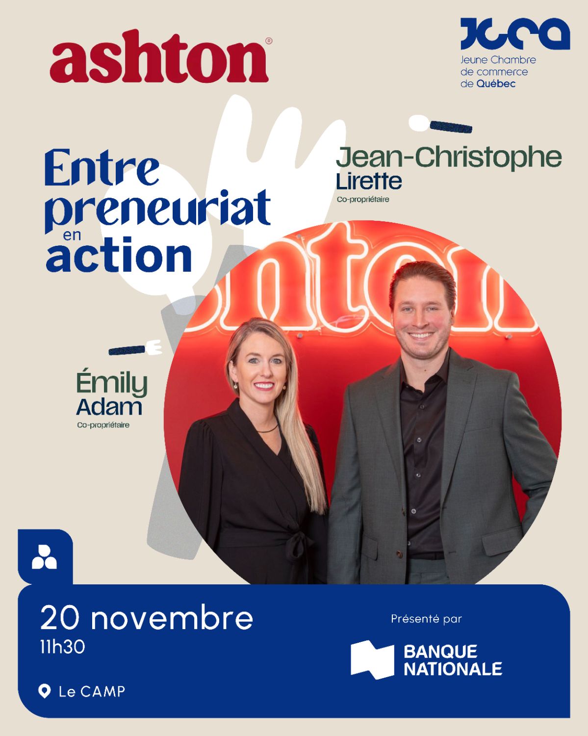 L'entrepreneuriat en action : Dîner-conférence avec Jean-Christophe Lirette et Émily Adam