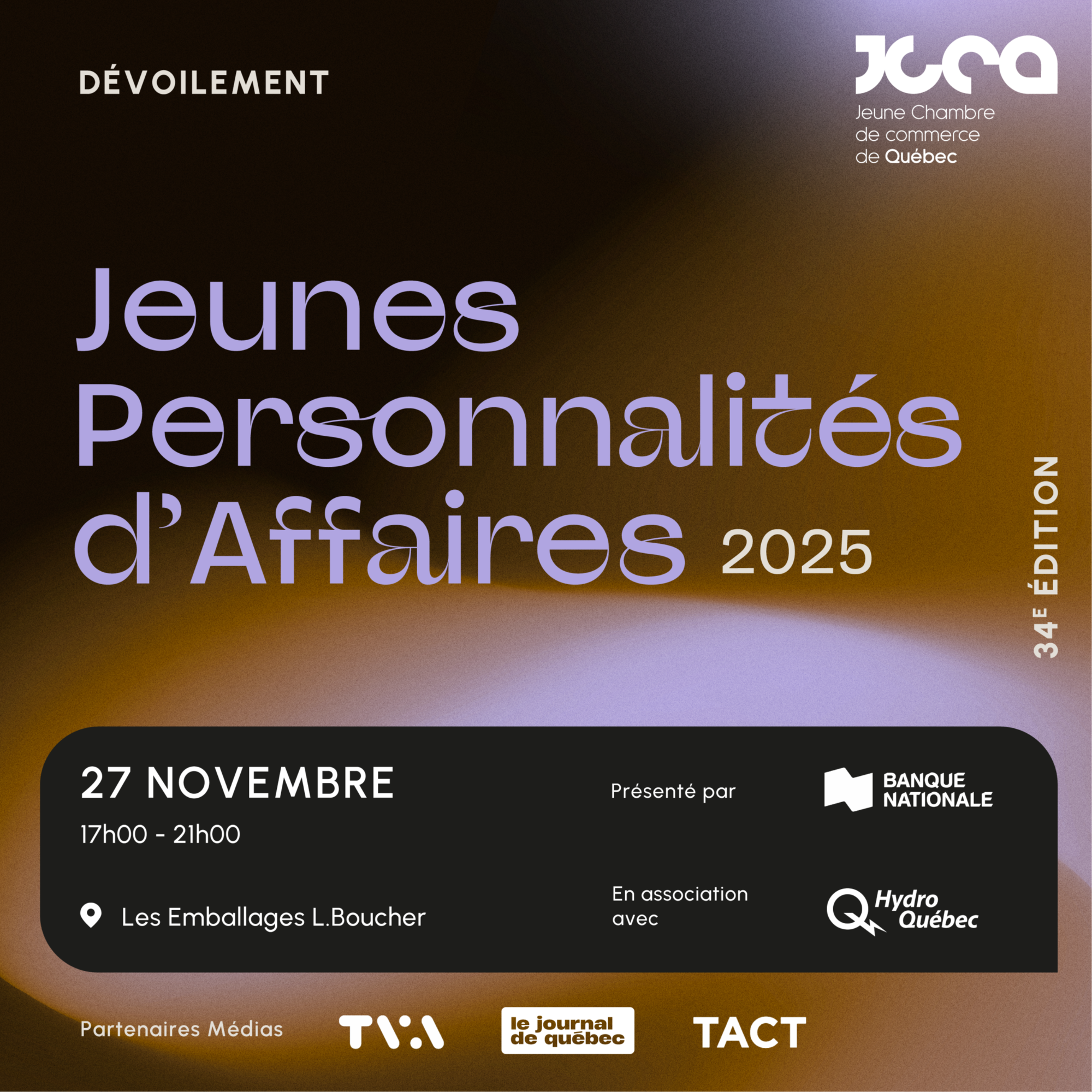 Dévoilement Jeune Personnalité d’Affaires 2025