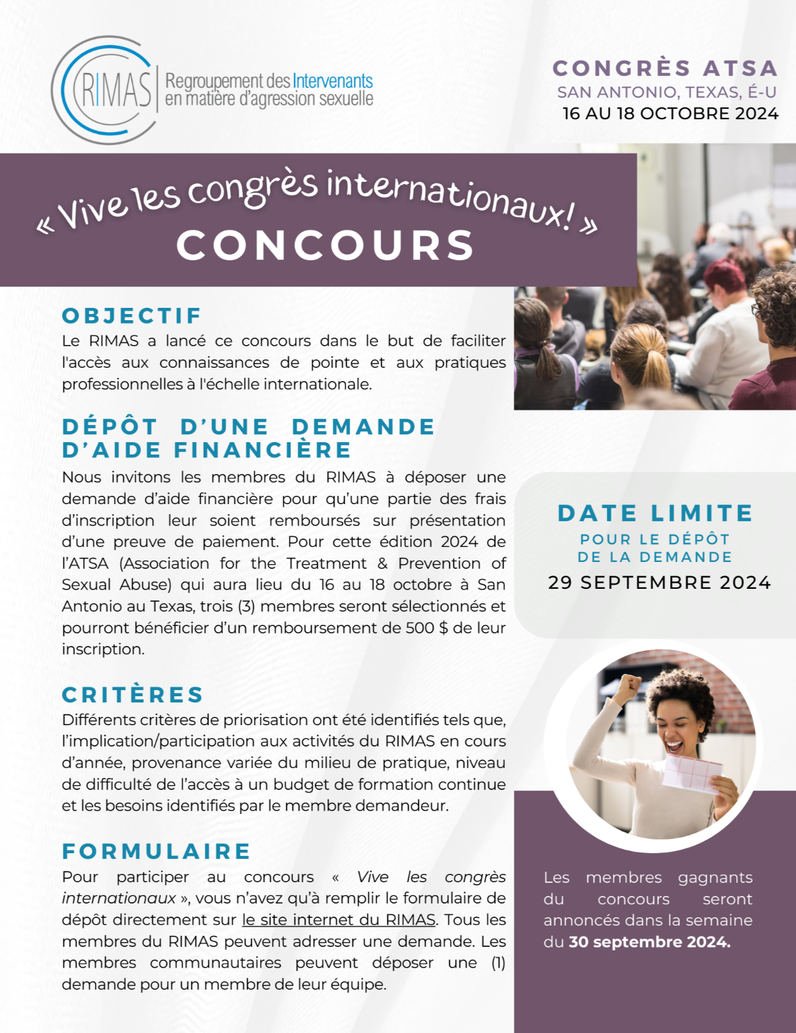 CONCOURS « Vive les congrès internationaux » ATSA