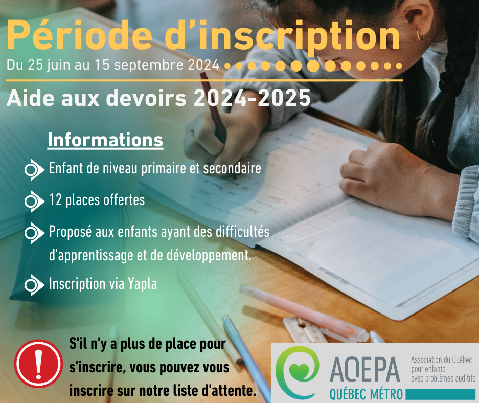 Inscription aide aux devoirs 2024-2025