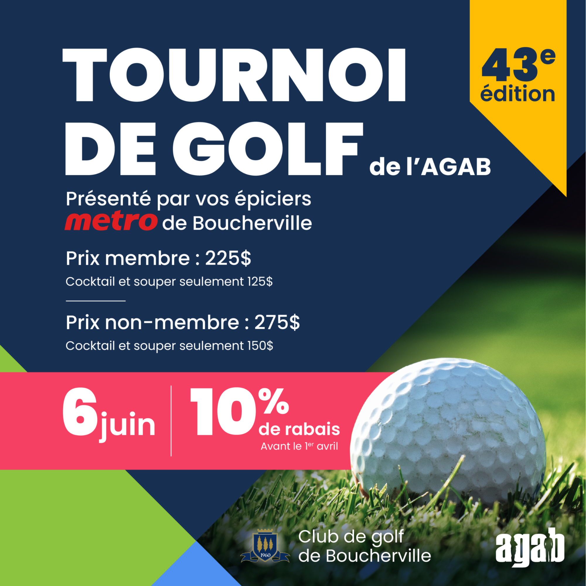 43e édition du Tournoi de golf de l'AGAB 6 juin 2023