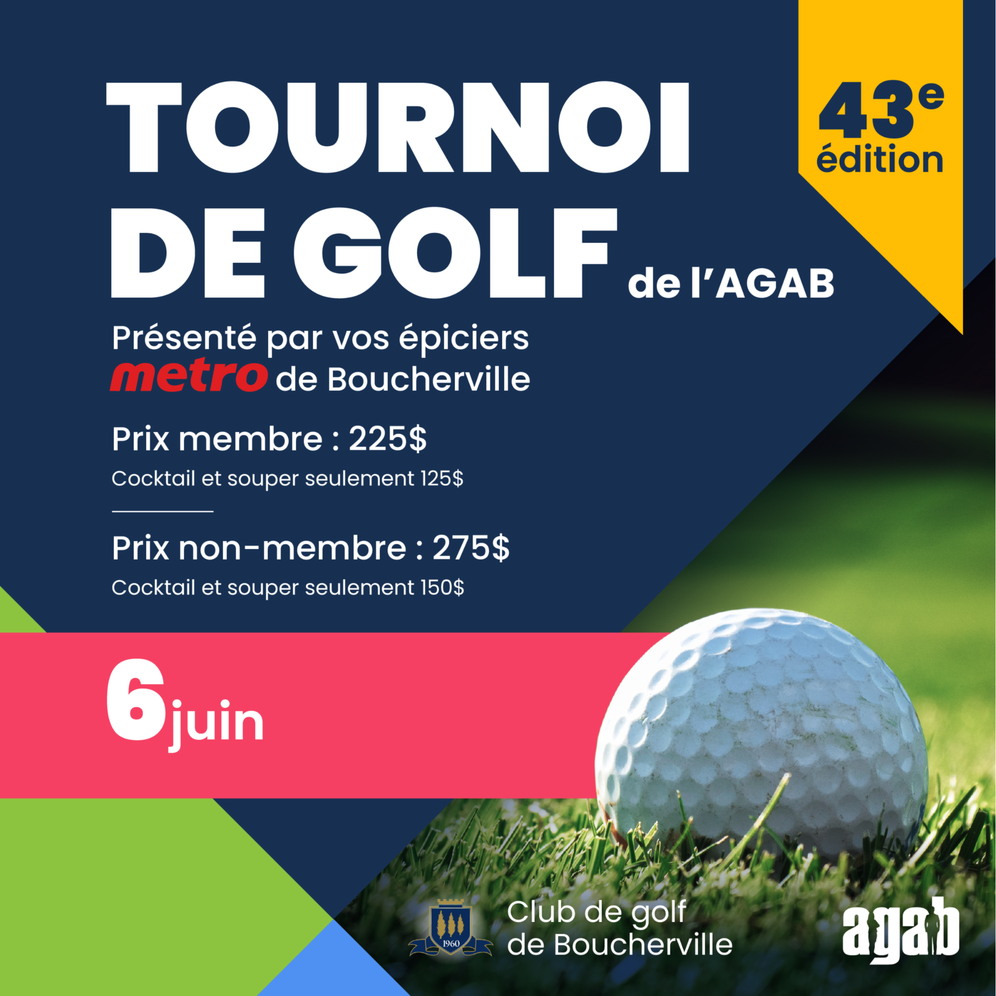 43e édition du Tournoi de golf de l'AGAB 6 juin 2023