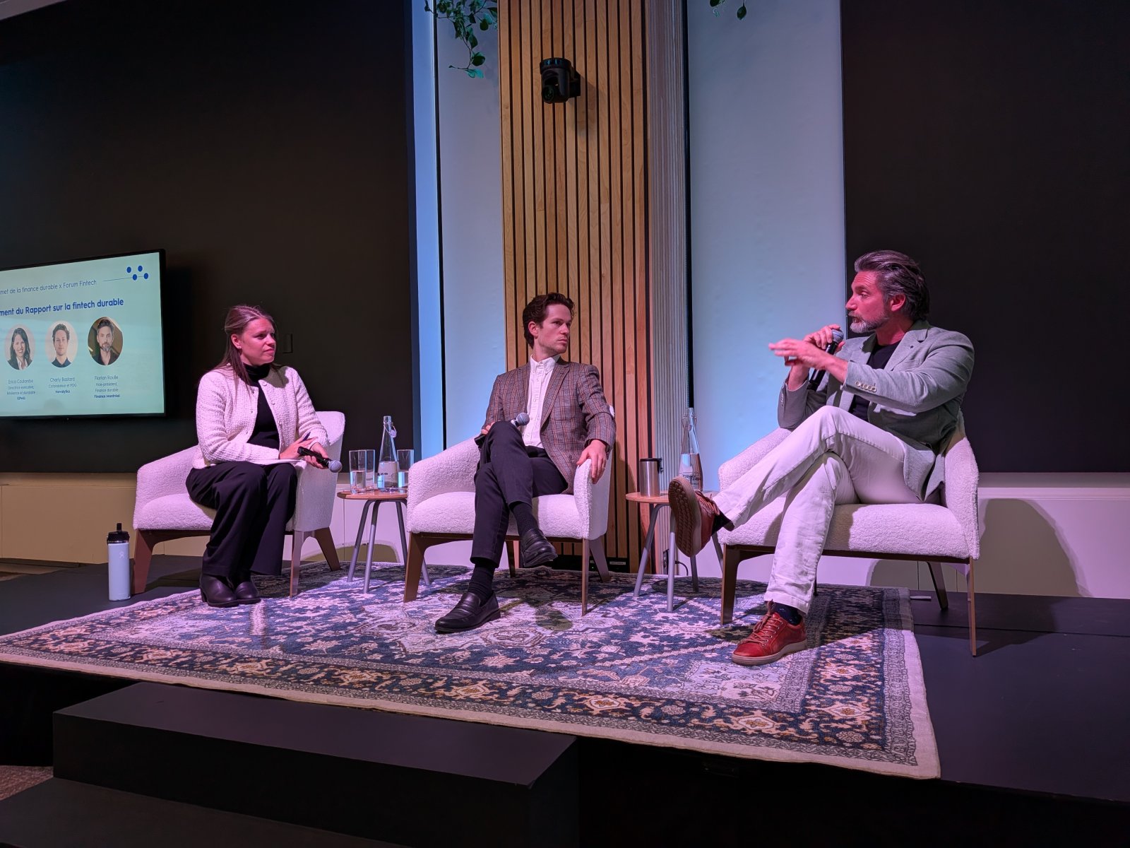 Erica Coulombe, Charly Bastard et Florian Roulle sur scène lors du panel