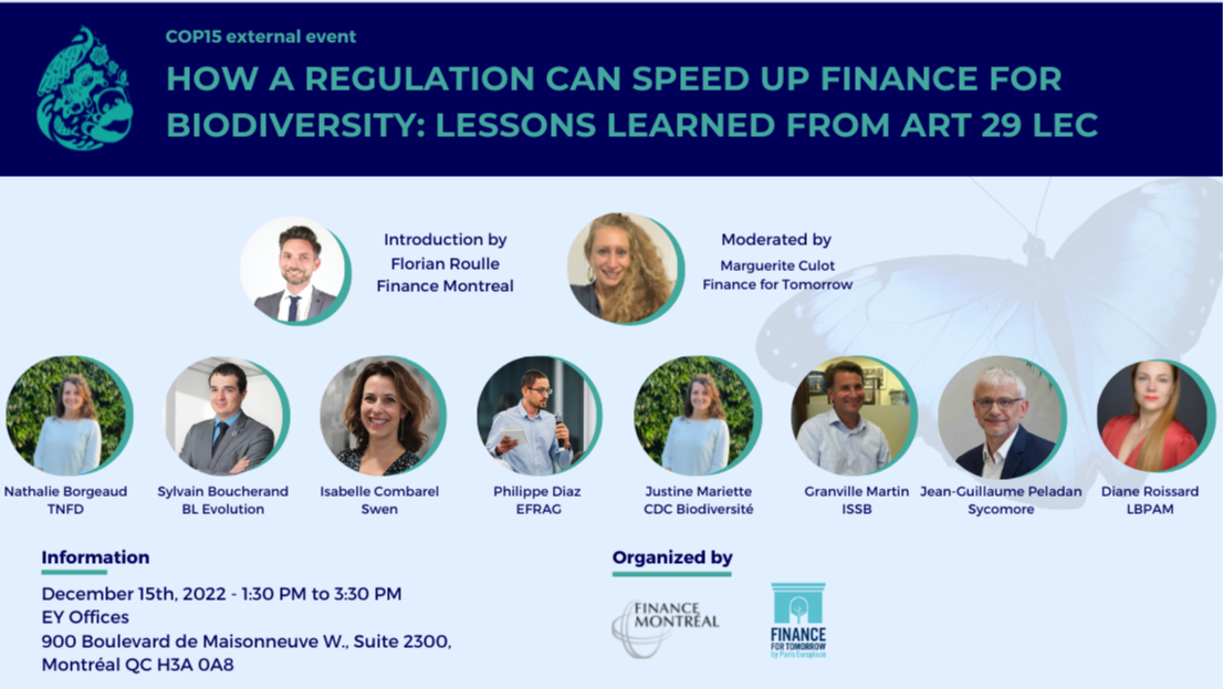 How a regulation can speed up finance for biodiversity: lessons learned from art 29 lec