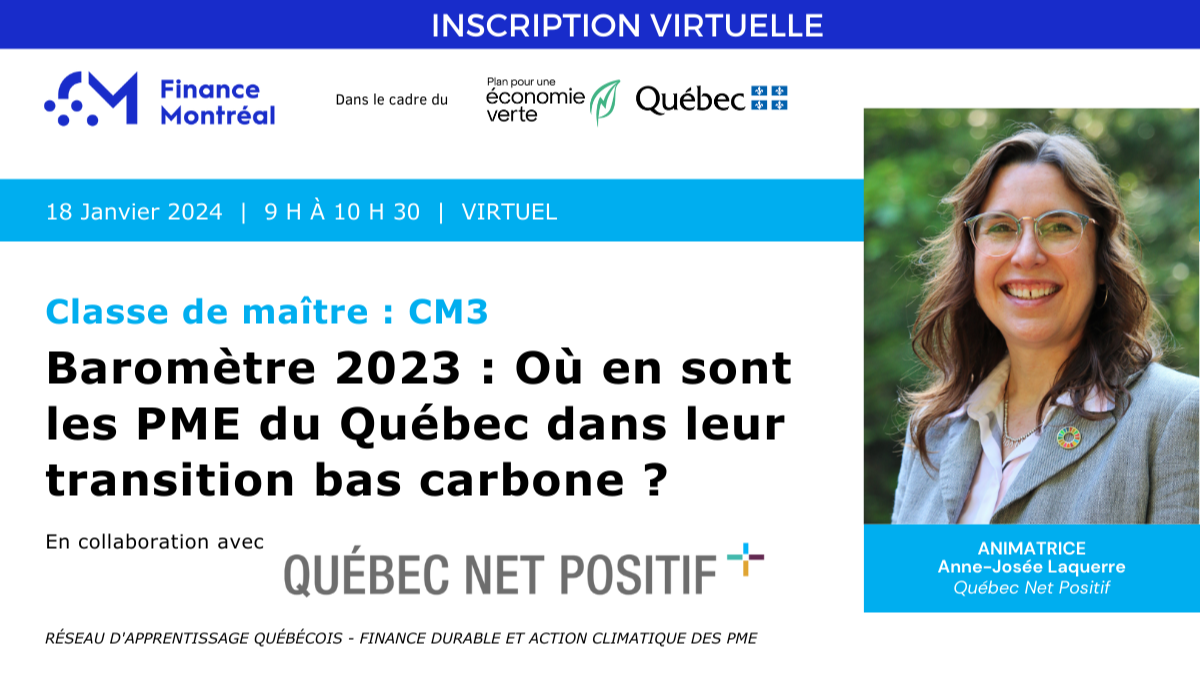 Classe de maître CM3 : Baromètre 2023 - Où en sont les PME du Québec dans leur transition bas carbone ? - Virtuel