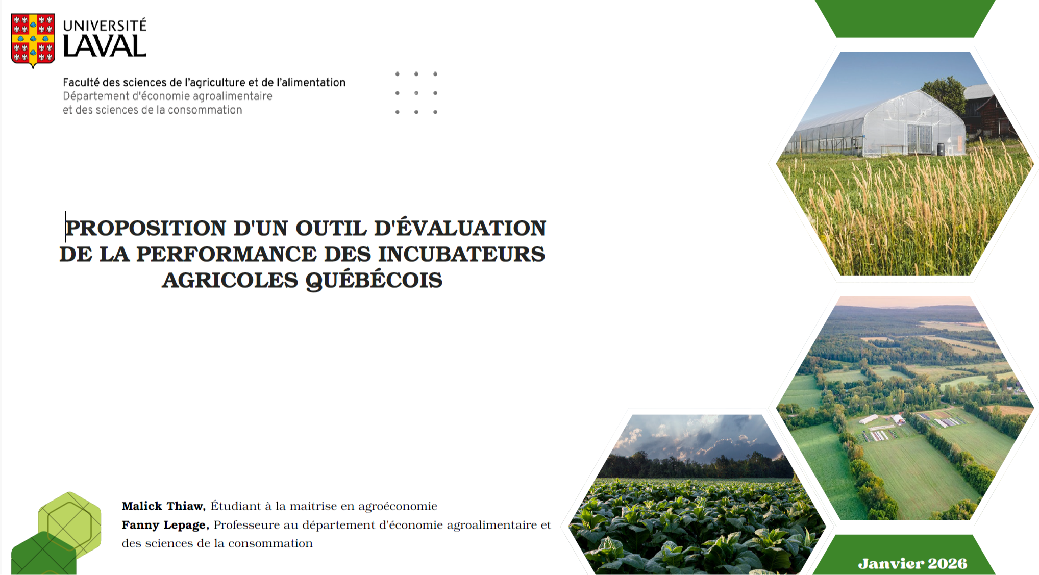 Un outil pour évaluer la performance des incubateurs agricoles québécois