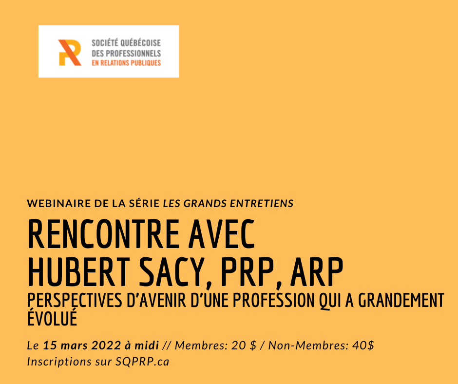 Série Les grands entretiens // Hubert Sacy, PRP, ARP // Perspectives d’avenir d’une profession qui a grandement évolué