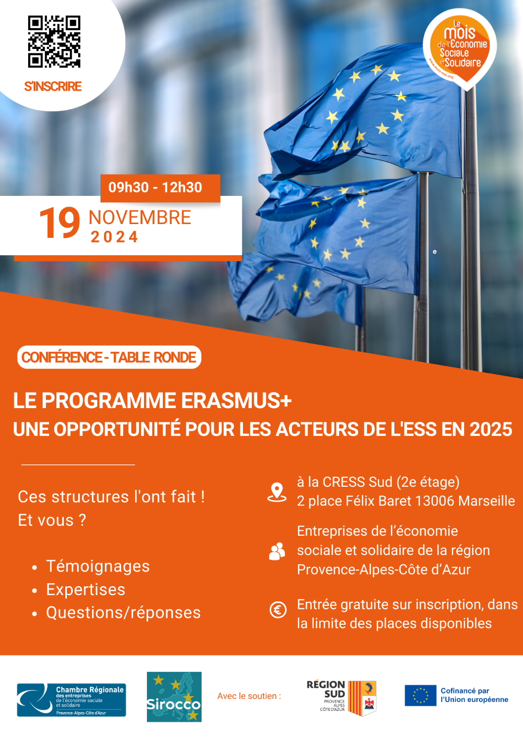 Conférence - Table ronde    Le programme Erasmus+ : Une opportunité pour les acteurs de l'Économie Sociale et Solidaire en 2025 | La CRESS Provence-Alpes-Côte d'Azur (13)