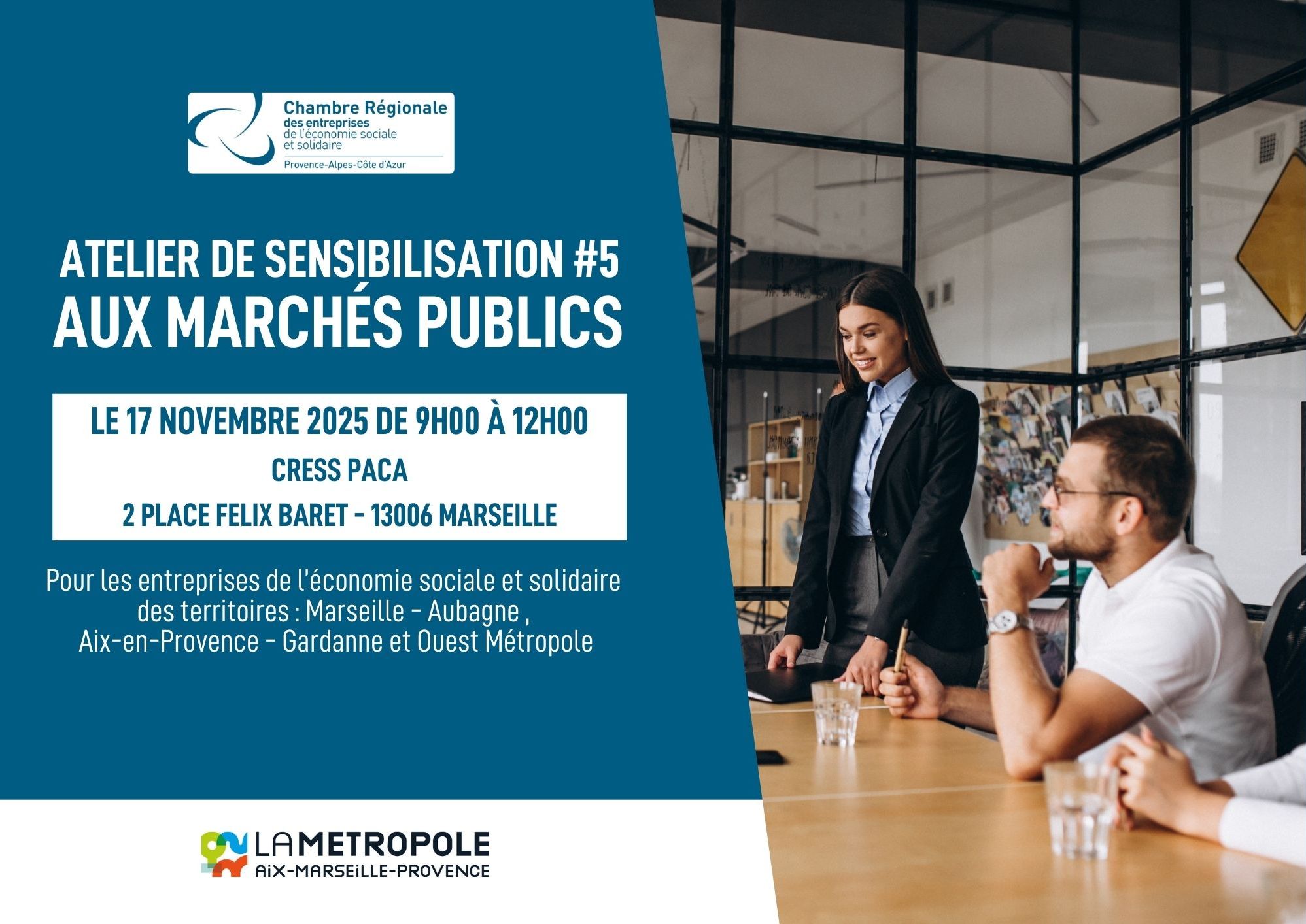 Atelier de sensibilisation aux marchés publics n°5 | La CRESS PACA, la Métropole Aix-Marseille Provence (13)