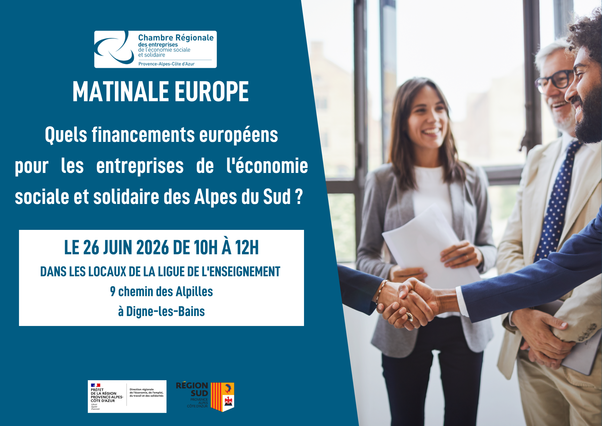 Matinale Europe : fin de programmation 2021-2027 - Quels financements européens pour les entreprises de l'économie sociale et solidaire dans le 04 ?