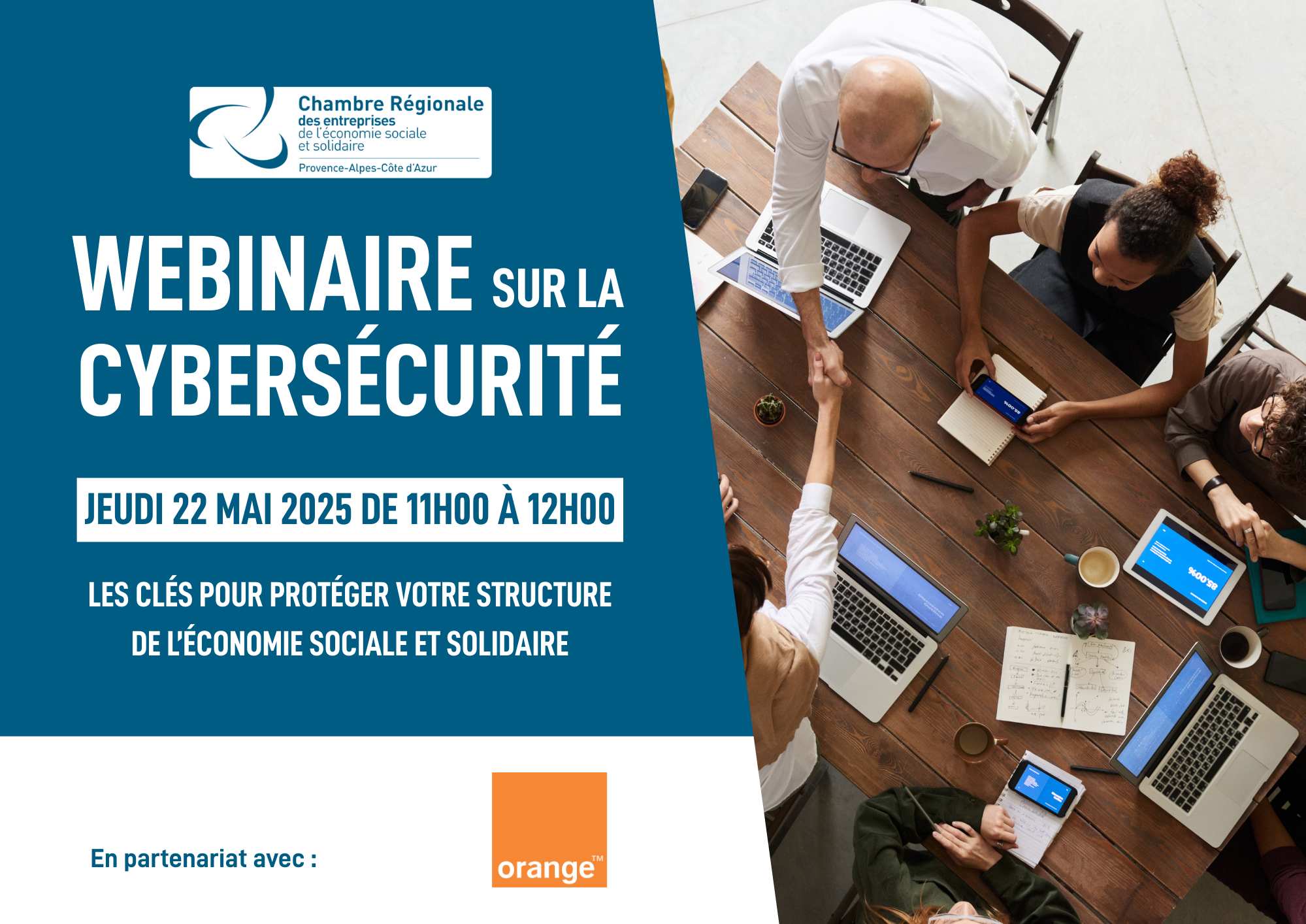 Webinaire sur la cybersécurité : Les clés pour protéger votre structure de l’économie sociale et solidaire | Orange, la CRESS Sud (en ligne)