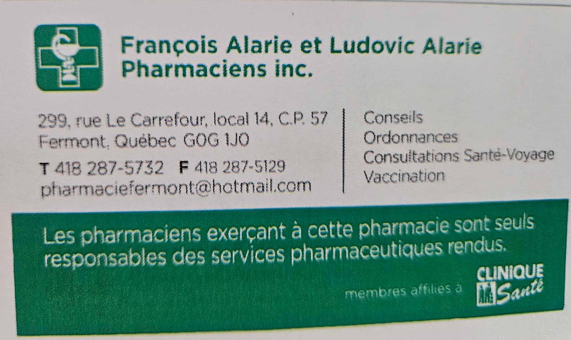 Pharmacie François Alarie et Ludovic Alarie