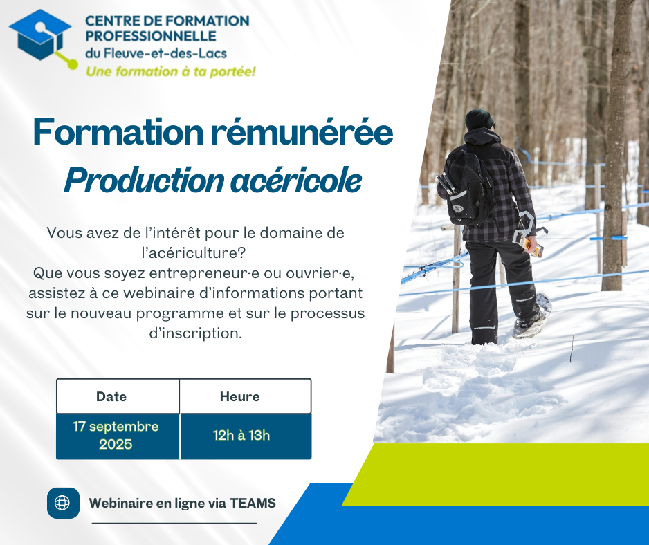 Webinaire - Formation rémunérée en production acéricole
