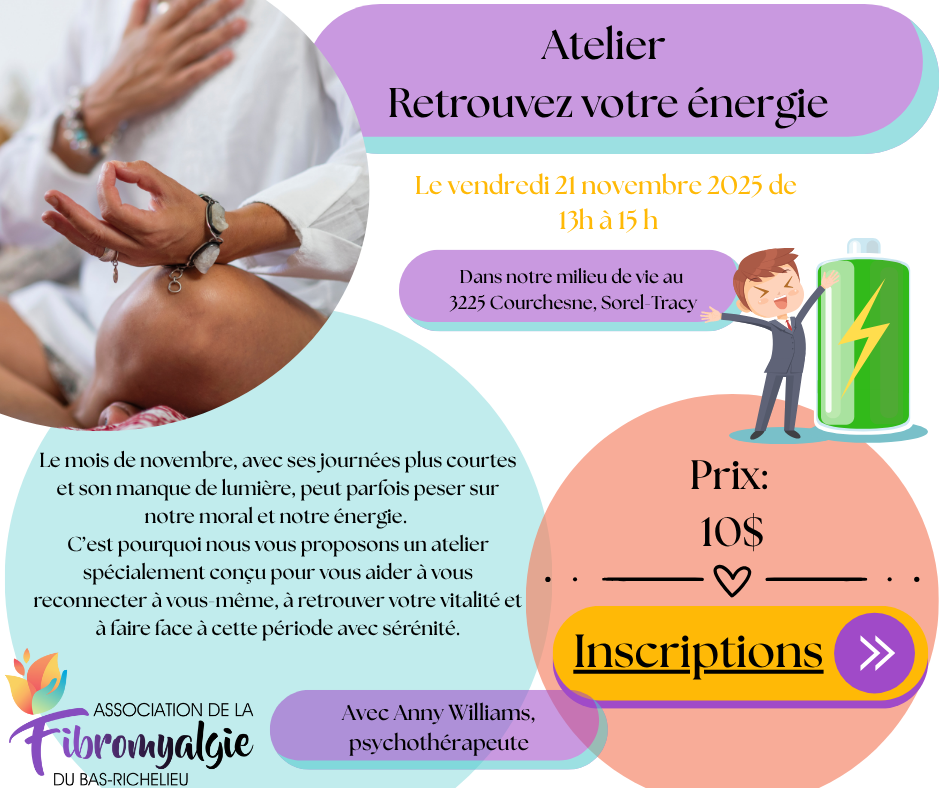 Atelier; Retrouvez votre énergie