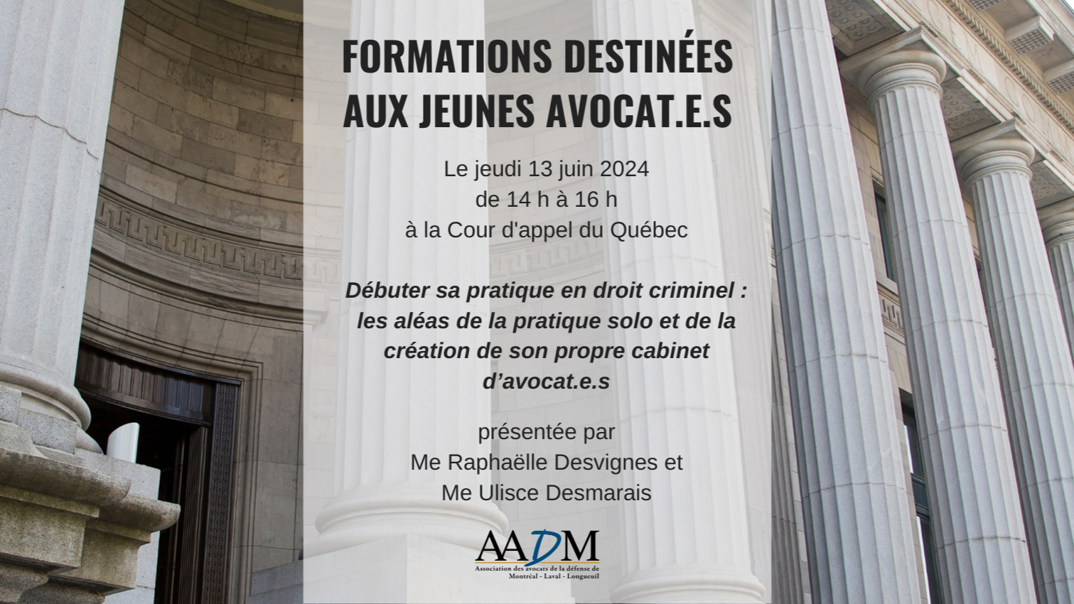 Débuter sa pratique en droit criminel : les aléas de la pratique solo et de la création de son propre cabinet d'avocat.es