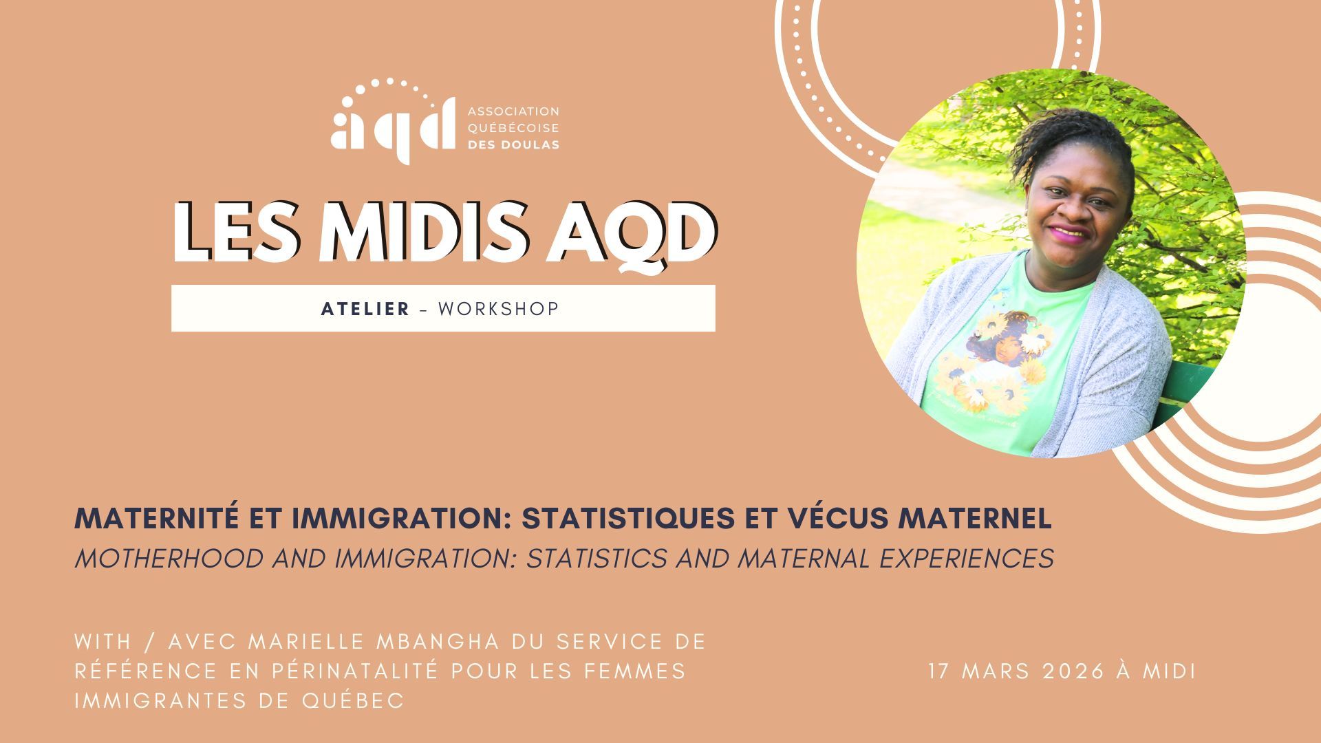 Midi AQD - maternité et immigration: statistiques et vécus maternel avec Marielle Mbangha