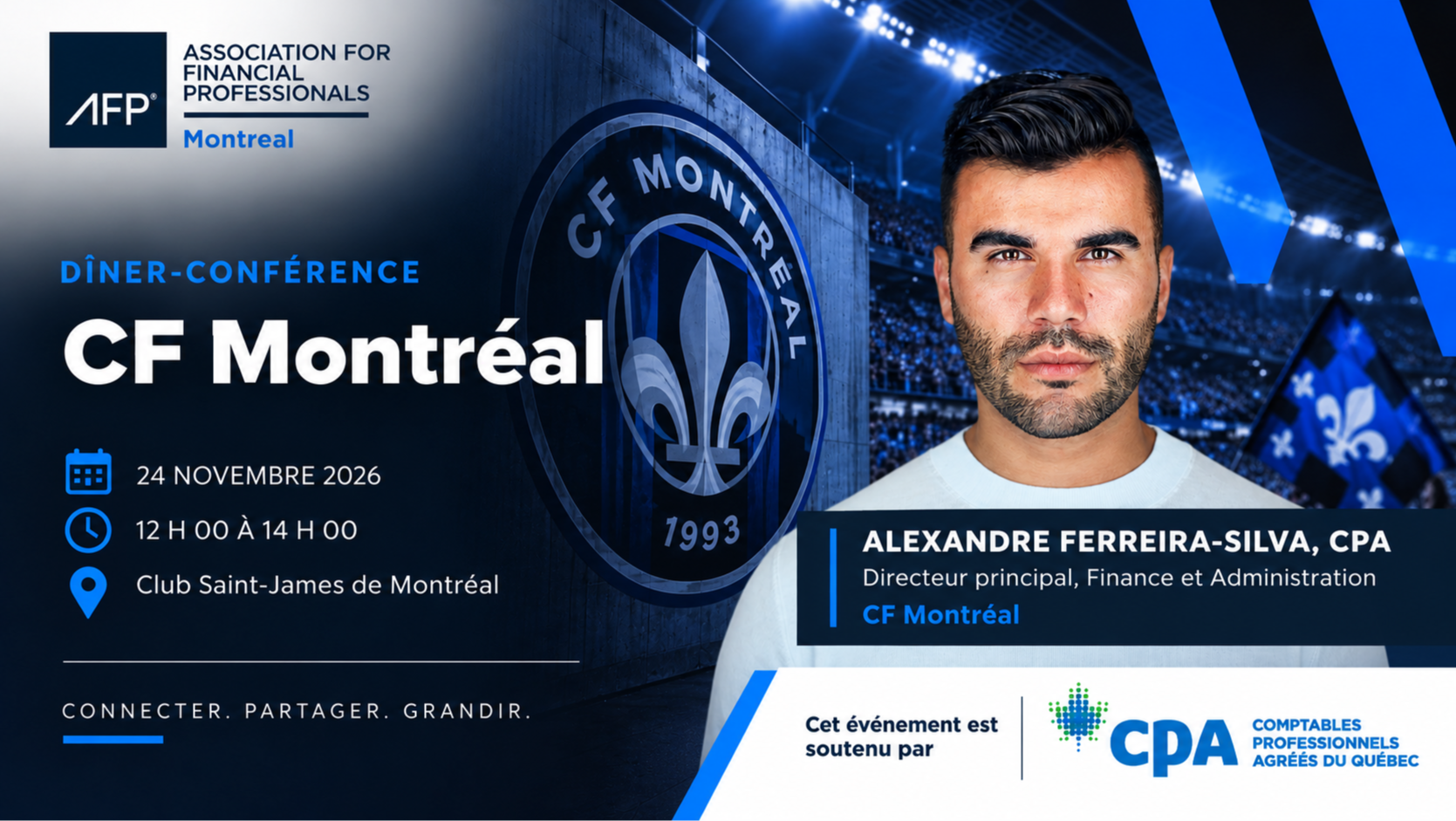Dîner-conférence | CF Montréal avec Alexandre Ferreira Silva, CPA