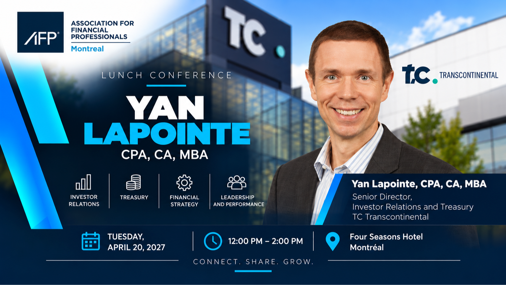 AFP Montréal Welcomes Yan Lapointe, Investor Relations at TC Transcontinental