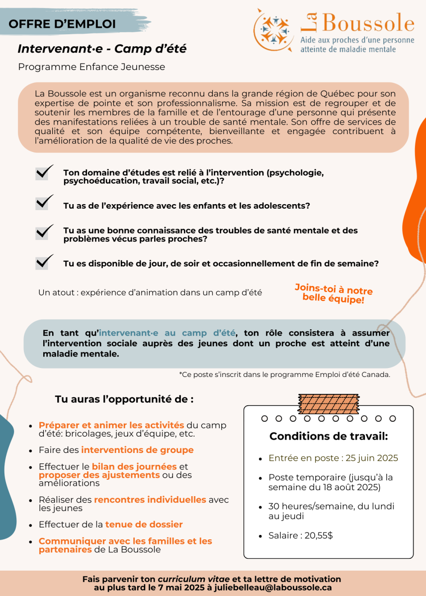 Offre d'emploi - Intervenant.e Camp d'été