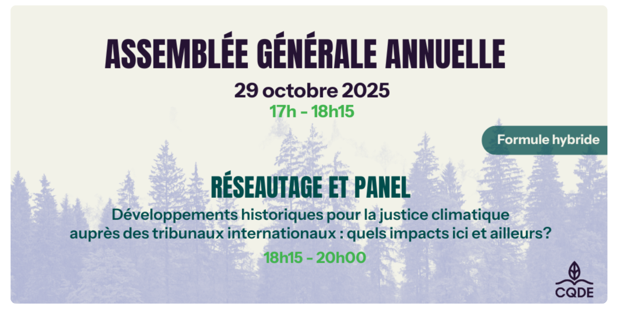 AGA 2025 et panel « Développements historiques pour la justice climatique auprès des tribunaux internationaux: quels impacts ici et ailleurs ? »