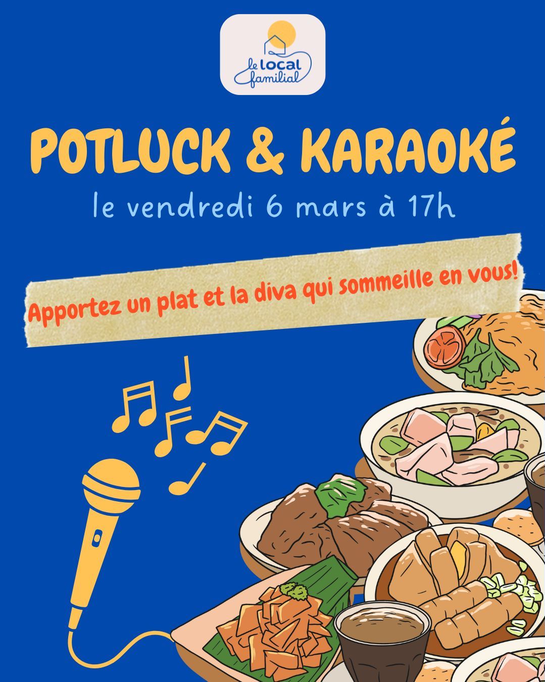 Soirée potluck et karaoké