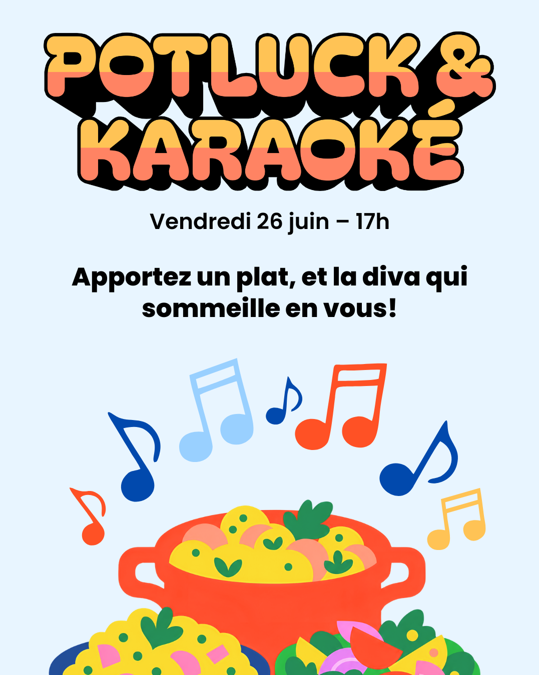 Soirée potluck et karaoké