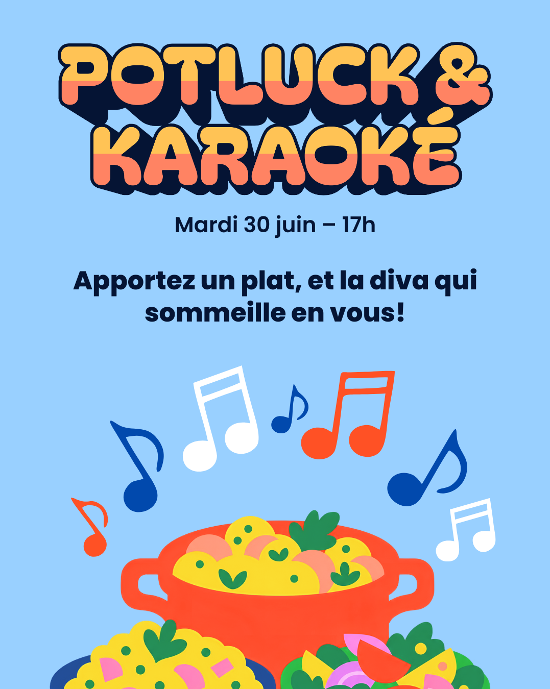 Soirée potluck et karaoké