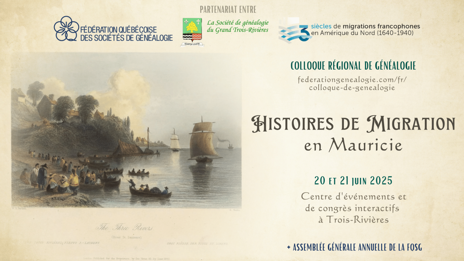 Colloque de généalogie à Trois-Rivières : Histoires de Migration en Mauricie