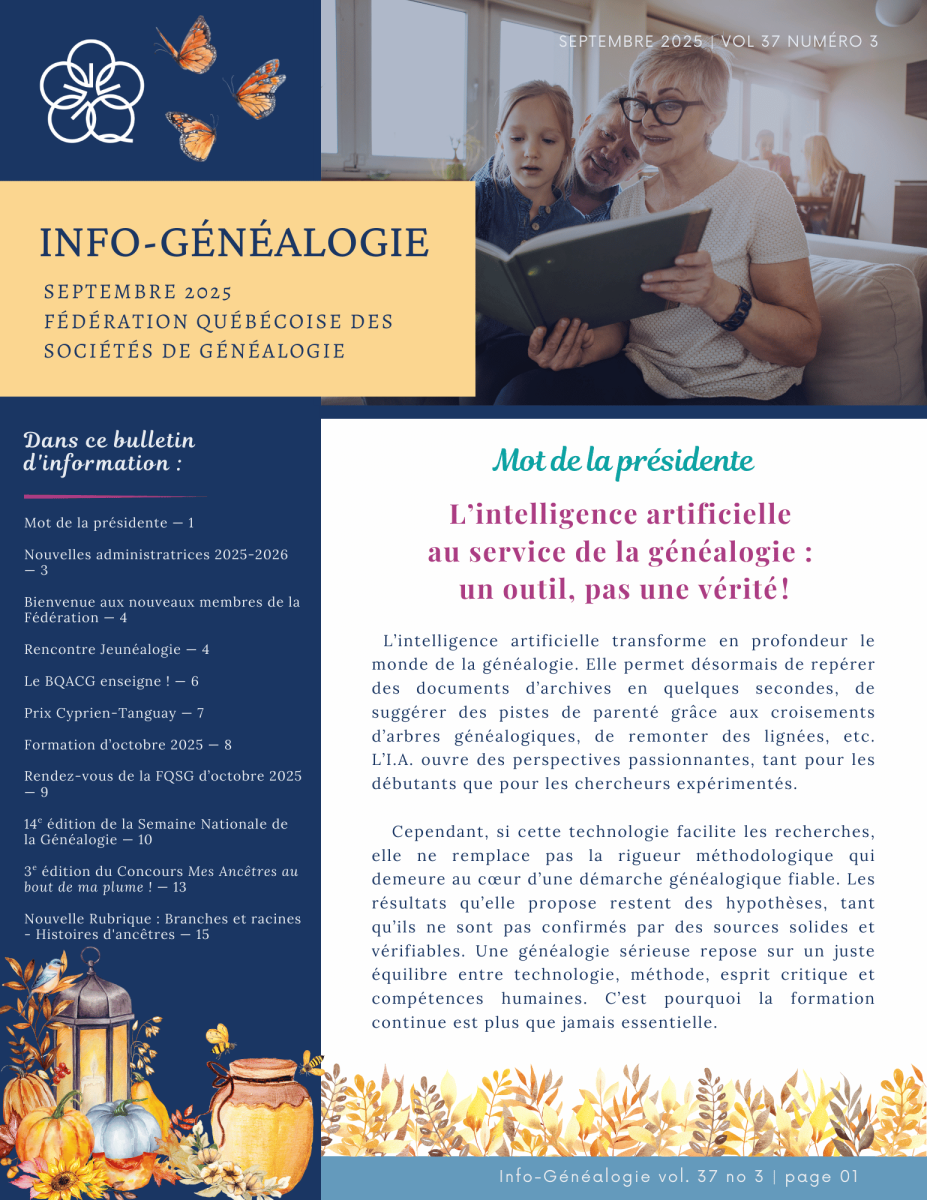 Info-Généalogie de Juin 2025