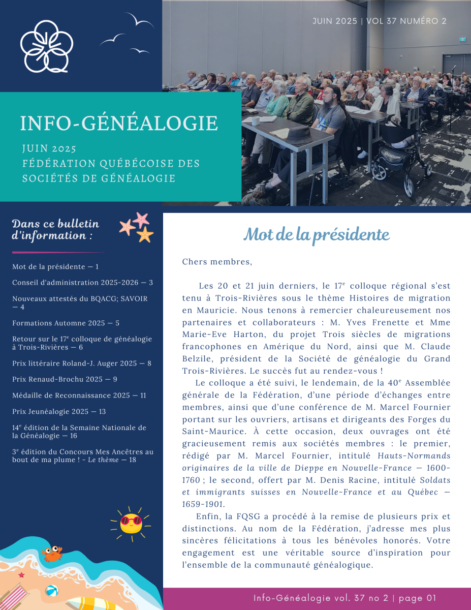 Info-Généalogie de Juin 2025
