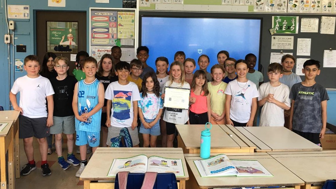 La classe de Julie St-Germain, enseignante à l'École Douville, Saint-Hyacinthe (3e primaire)