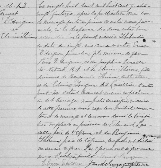 registre de la paroisse Saint-David  de Yamaska (BANQ) pour l'année 1894