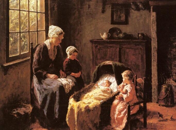 « Au centre de l'attention », peinture à l’huile de Bernard Jean Corneille Pothast « Au centre de l'attention », peinture à l’huile de Bernard Jean Corneille Pothast