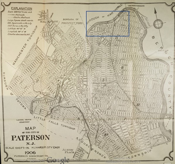 map of the city of paterson NJ 1906